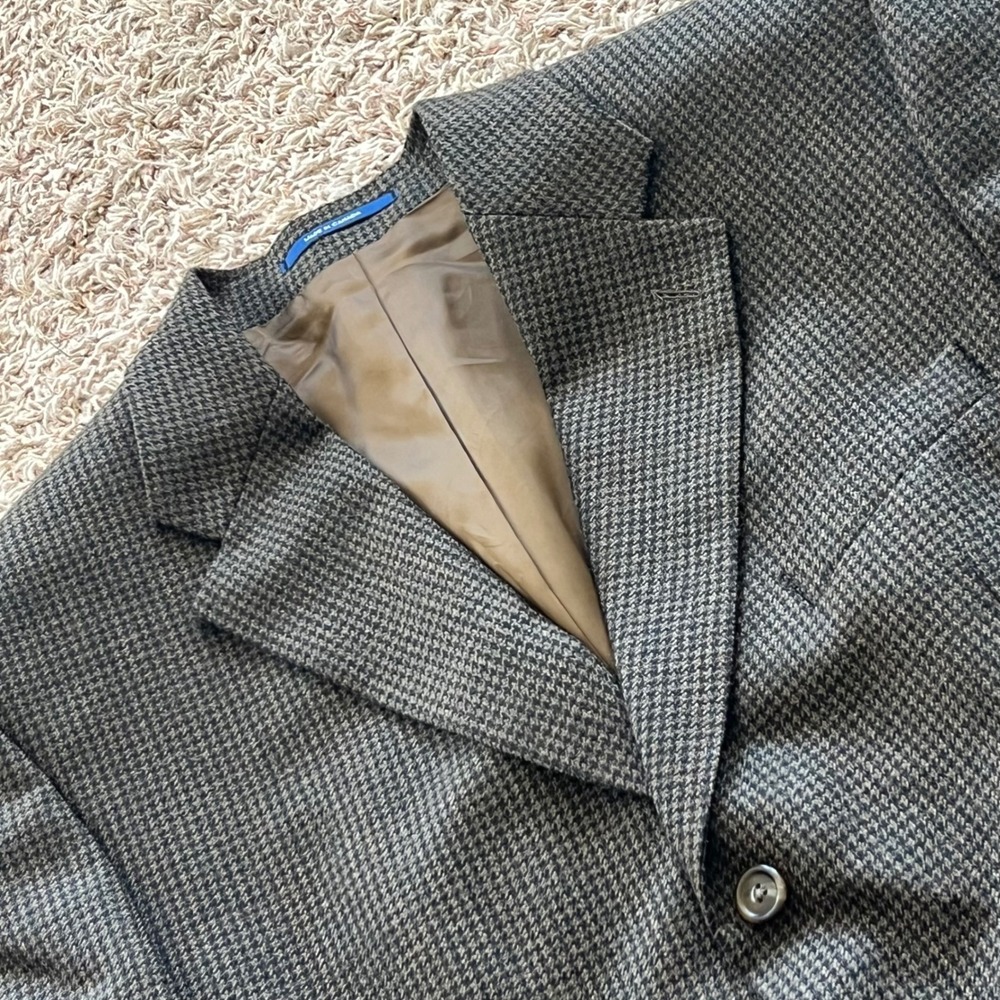 Vintage Chaps Ralph Lauren Mens 44 Houndstooth Sport Coat Blazer Brown 3 Button